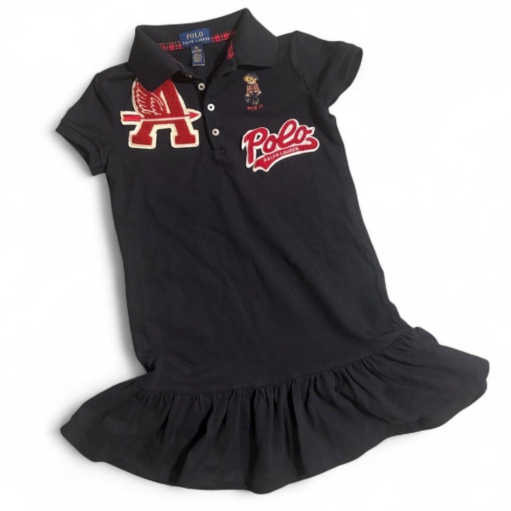 🖤Ralph Lauren Cotton Mesh Polo Dress – Signature Patch Detail – Girls’ Size 6X
